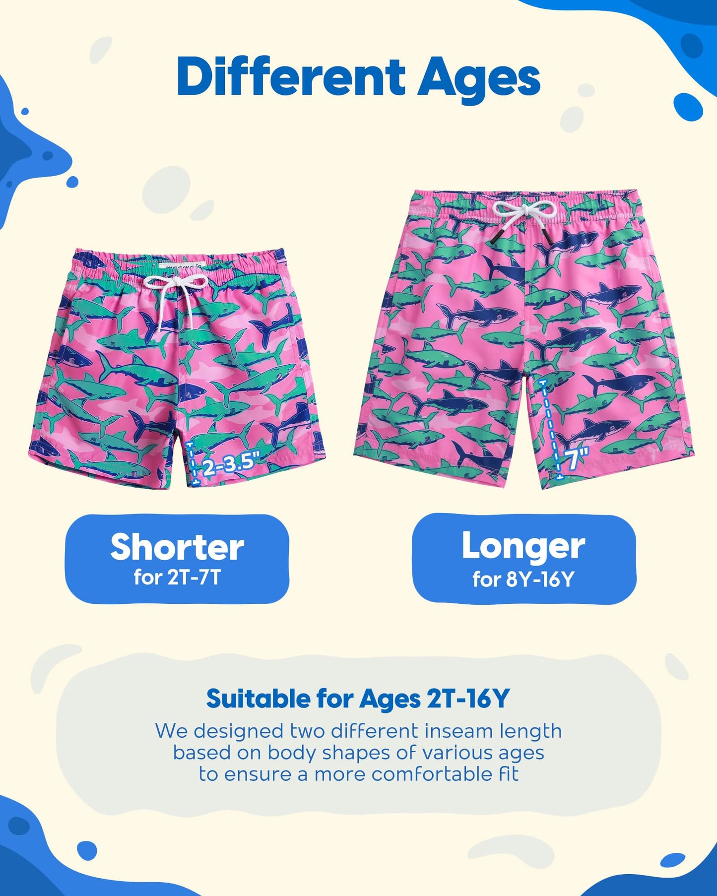 maamgic Boys Swim Trunks Toddler Swim Shorts Little Boys Bathing Suit Swimsuit Toddler Boy Swimwear,Pink Shark,2 T