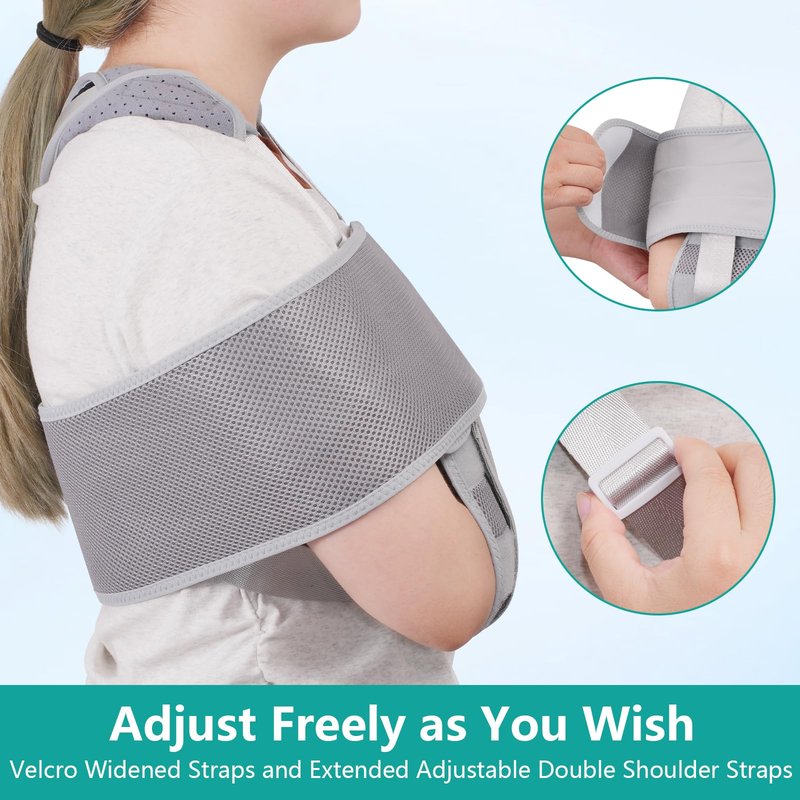 lefeke Arm Sling Shoulder Immobilizer for Women and Men - Breathable & Adjustable, Fit Left/Right Arm - Rotator Cuff Support Brace - Comfort Sling for Shoulder, Elbow, Wrist Recovery (Gray)