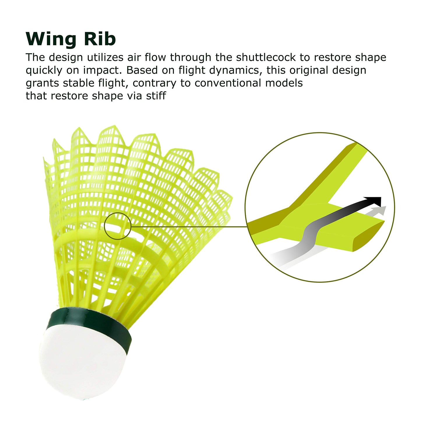 YONEX Mavis 2000 Green Cap Nylon Shuttlecock, Pack of 6 (Yellow)