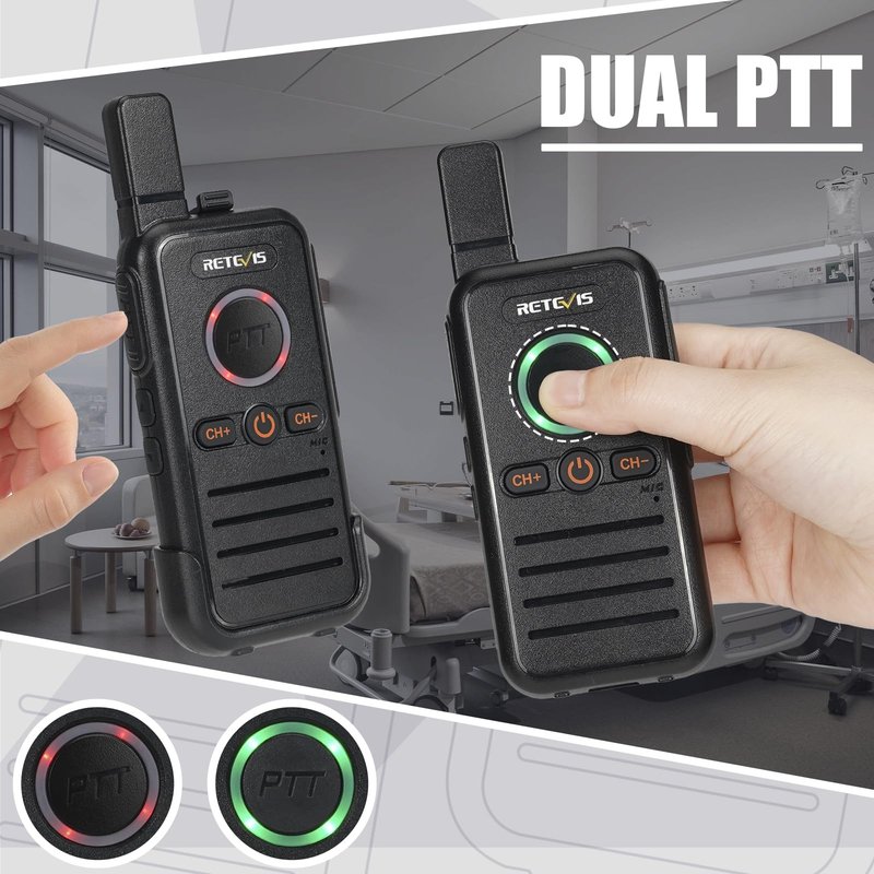 Retevis RB45 Walkie Talkies for Adults,Two-Way Radios, Dual PTT, USB-C, VOX, Handheld 2 Way Radio Rechargeable for Commercial School Church Restaurant Clinic Hospital Healthcare(10 Pack)
