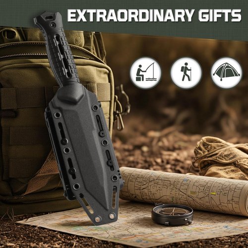 Freelander Fixed Blade Knife with Sheath - High-Carbon Steel Survival Knife with Ergonomic Handle，Full Tang Bushcraft Knives for Camping, Outdoor Survival and Gardening, Gift for Men