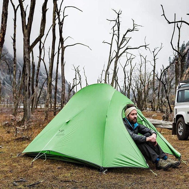 Naturehike Cloud Up Free Standing 2 Person Backpacking Tent Ultralight Nylon Double Layer Camping Tents for Two Person (210T Polyester Light Green, 2 Person)