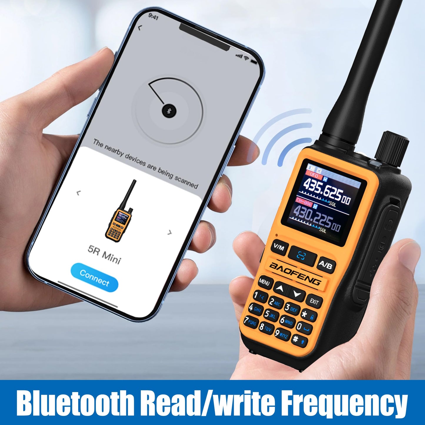 BAOFENG UV-5R Mini Long Range Walkie Talkie Dual PTT Bluetooth Programming AM FM NOAA Flashlight Rechargeable Type-C Charging U/V Handheld Two Way Ham Radio with Earpiece 771Antenna (Black 1PCS)
