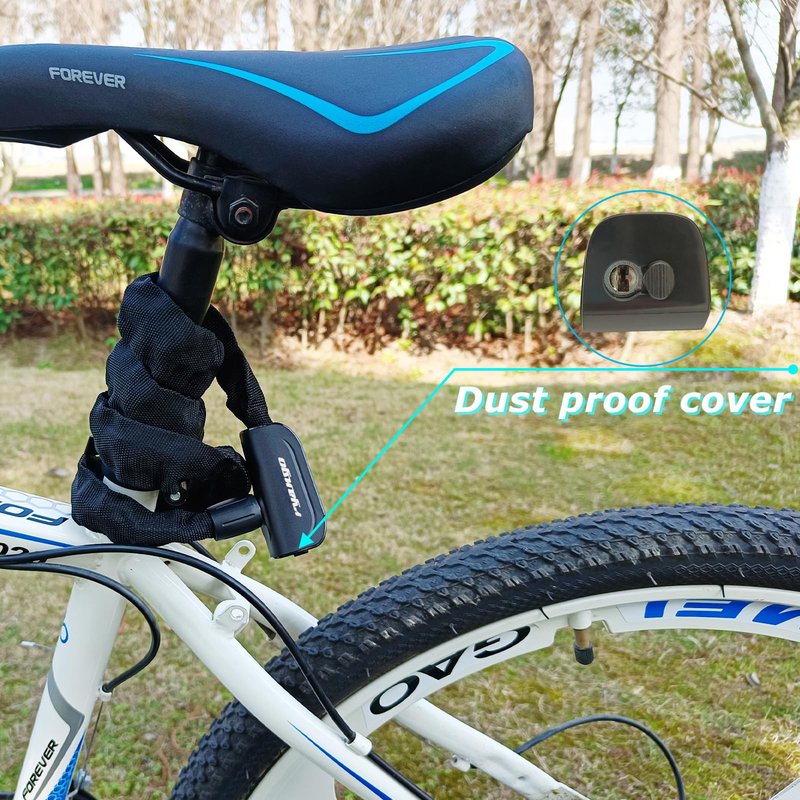 RYANGO Heavy Duty Anti Theft Bike Chain Lock, 2 Keys - Bicycle, Motorcycle, E-Bike, Scooter, Gate, Door, Fence