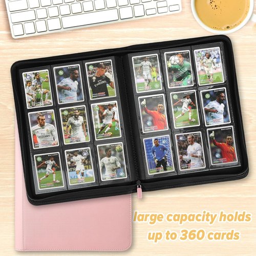 GERMUN Trading Card Binder - 9 Pocket Premium Card Holder for 360 Cards | Double-Sided Album (Pink)