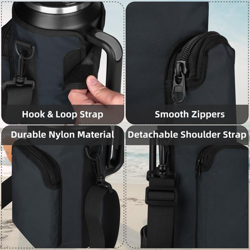Xxerciz Water Bottle Carrier Bag for Stanley 64oz Tumbler with Handle, Water Bottle Holder with Adjustable Strap, Bottle Sling Sleeve with Phone Pouch, Stanley Cup Accessories for Walking Hiking
