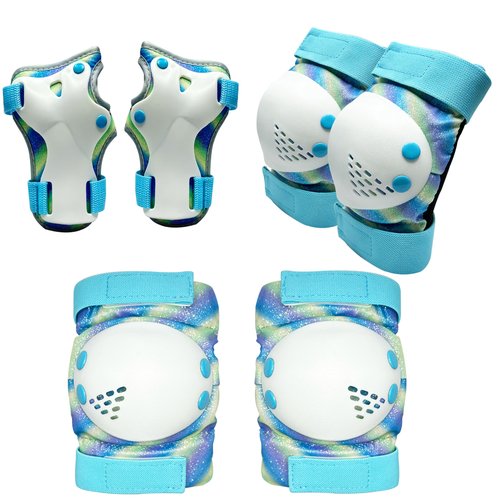 ENHERWE Girls Kids Protective Gear Set for Skateboard,Cycling Bike Roller Skates,Inline Skating,Scooter,Include Kids Knee Pads and Wrist Guards and Elbow Pads Set for 6-12 Years