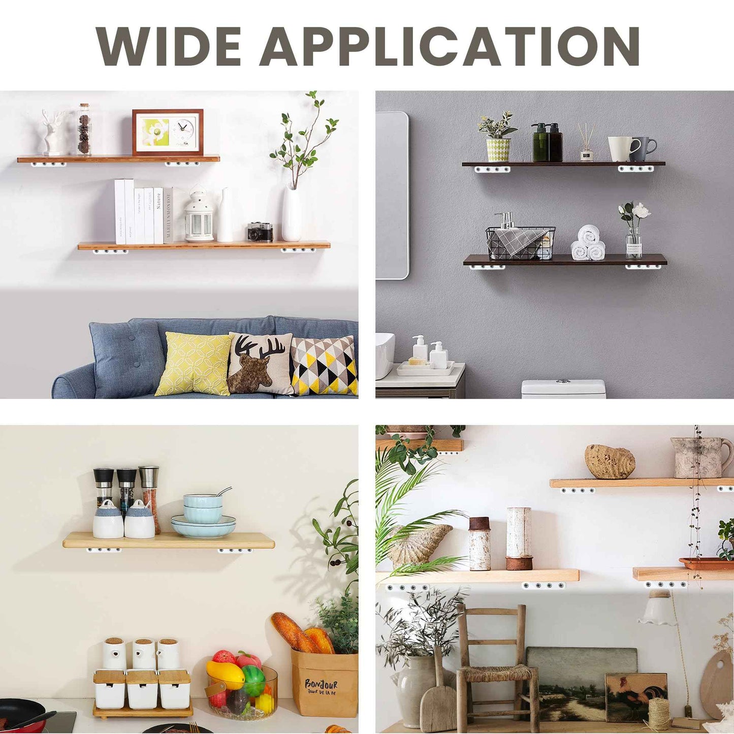 Alise White Floating Shelf Brackets,L Brackets for Wood Board,Wall Hidden Shelf Brackets,Heavy Duty Shelf Brackets Metal Shelving Corner Brace Supports for Home,Garden,Office and DIY,6 inch,Pack of 4