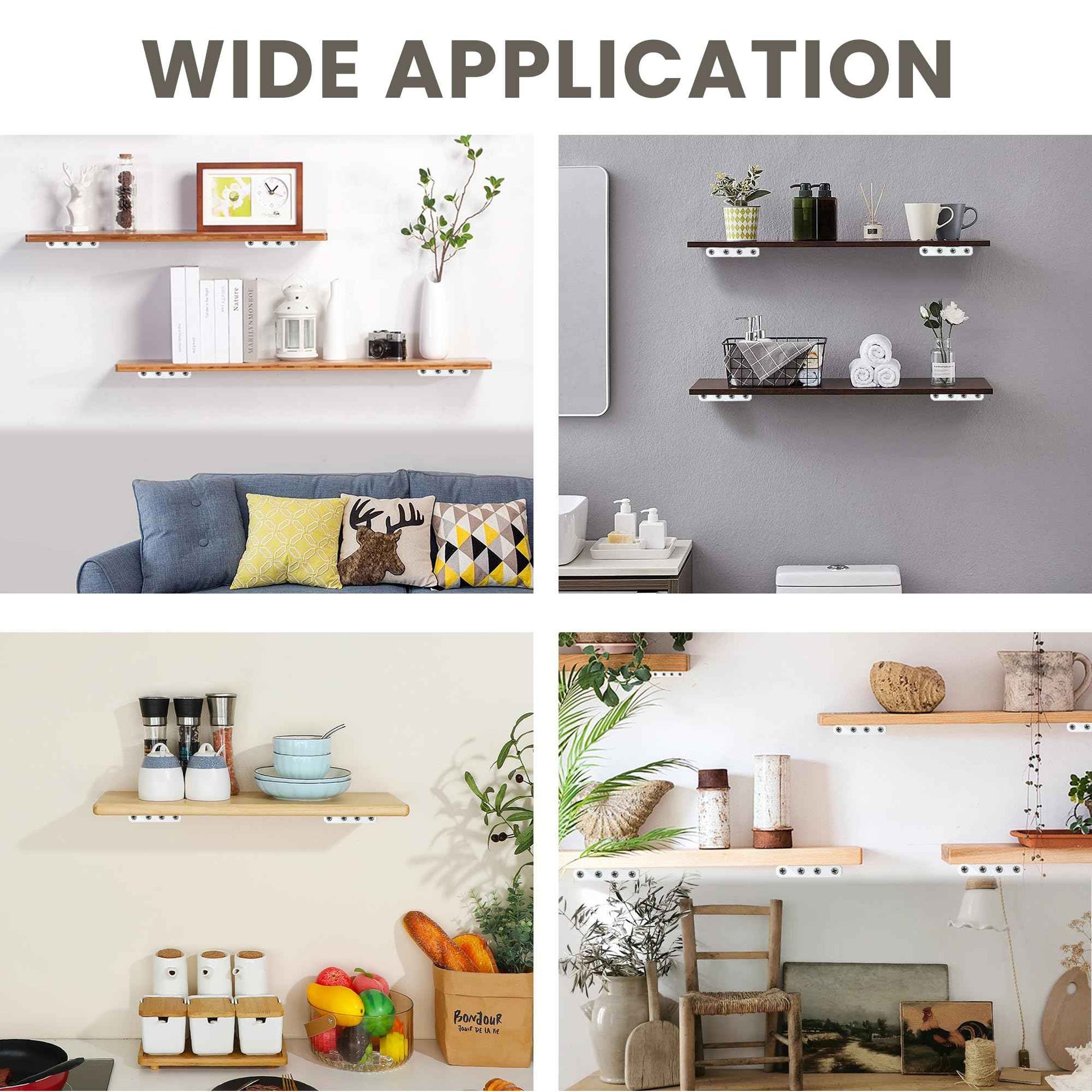 Alise White Floating Shelf Brackets,L Brackets for Wood Board,Wall Hidden Shelf Brackets,Heavy Duty Shelf Brackets Metal Shelving Corner Brace Supports for Home,Garden,Office and DIY,6 inch,Pack of 4