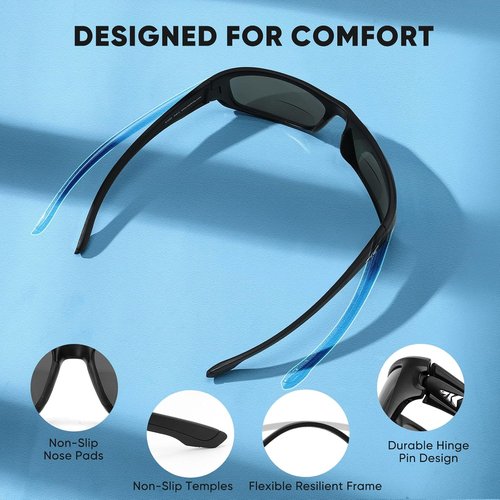 KastKing Ellijay Bifocal Polarized Sunglasses - Bi-Focal Magnifications x1.5, x2.0, x2.5 | Sport Wrap Design