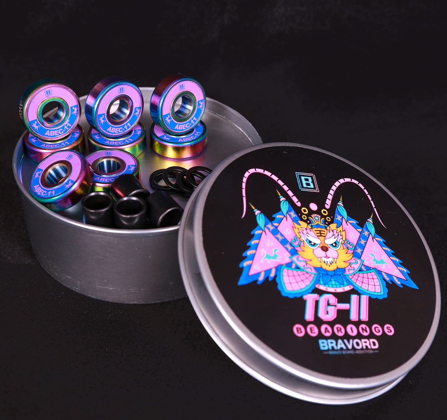 BRAVORD TG11 Skateboard Bearings, Highly-Precise Bearings for Skateboards,Cruisers,Longboards, Pack of 8