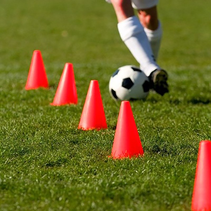 Novelty Place 7 Inch Multipurpose Training Cones (Set of 12), Soft & Durable Traffic Cone for Safety, Agility, Soccer, Football & Other Activities - Neon Red