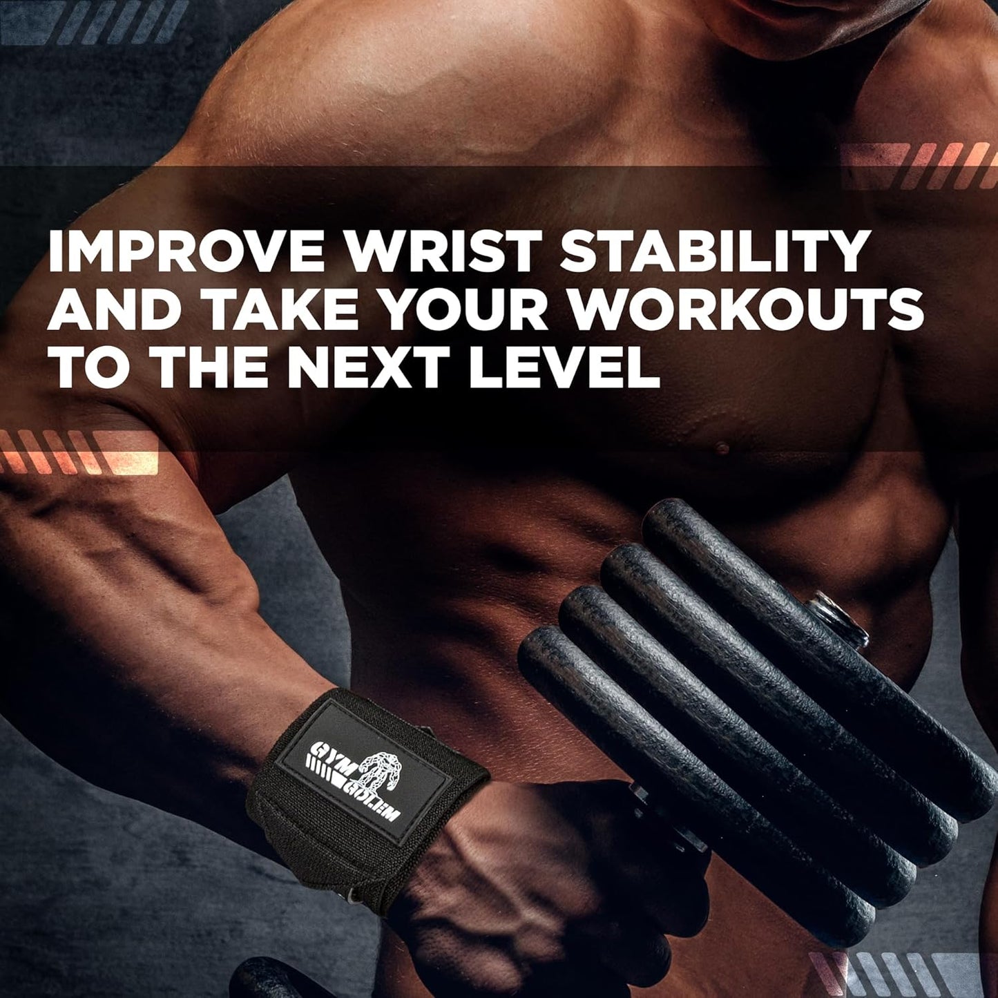 Skiennix Wrist Wraps - 18-Inch Premium Support with Thumb Loop for Powerlifting & Bodybuilding (1 Pair)