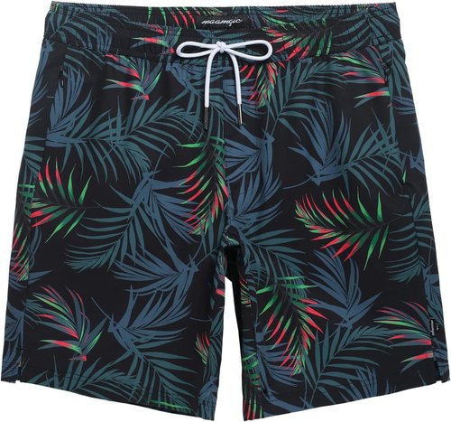 Maamgic Men's Swim Trunks - 9 Inch Stretch Board Shorts with Mesh Lining & Zip Pockets for Swimming