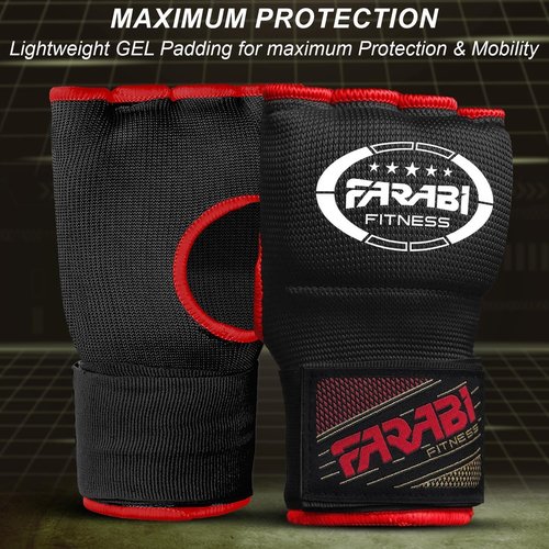 Farabi Quick Wraps Gloves - Gel Padded MMA & Boxing Hand Wraps | 80cm Wrist Support Pair
