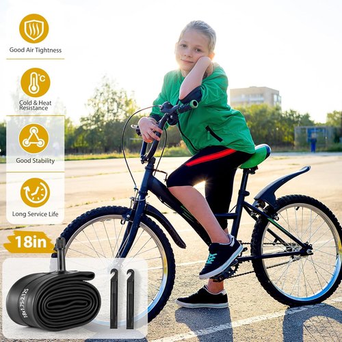AV32mm Schrader Valve Bike Tubes by [Brand Name] - 2 Pack 18 Inch Butyl Rubber Inner Tubes with Tire Levers