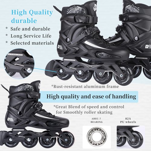 Inline Skates for Women and Men, High Performance Fitness Racing Aggressive Outdoor Inline Speed Skates Unisex (Men 9/Women 10, Black 42)