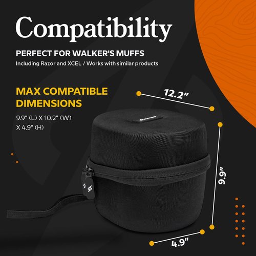 Walker's Game Ear Razor Slim Lightweight Shooting Hunting Range Hearing Protection Muffs (Earth) Bundle with Protection Case (2 Items)