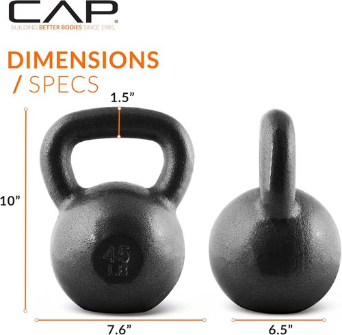 CAP Barbell Cast Iron Kettlebell - Durable Coated Options with Multiple Weight Choices