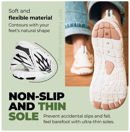Hike Footwear HF Signature Healthy & Non-Slip Breathable Barefoot Shoes, Flexible Lightweight Daily Wear Walking Shoes Unisex White/Black