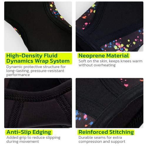 aoFIT Knee Brace for Women Men (1 Pair) 5mm Neoprene Knee Compression Sleeve Knee Support, Non-Slip Braces for Training & Fitness, Weightlifting, Black Onyx Medium