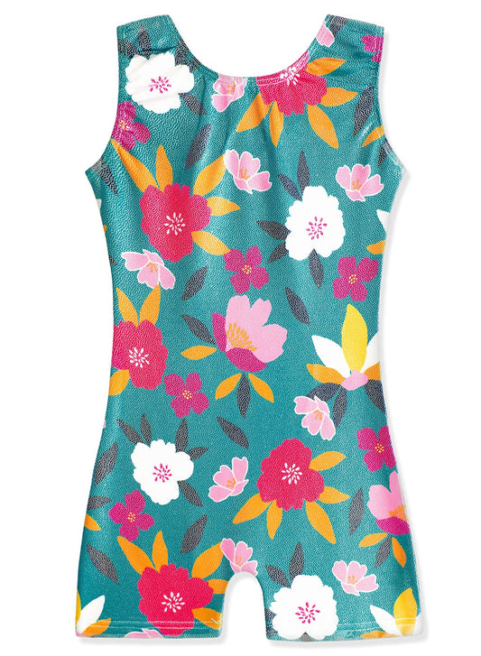HOZIY Toddler Gymnastics Outfit for Kids Little Girls 2t 3t 2/3t 2-3t Biketard Leotard with Shorts Tumbling Outfits White Pink Flower Rainbow Green Floral Leotardo De Gimnasia Para Ninas