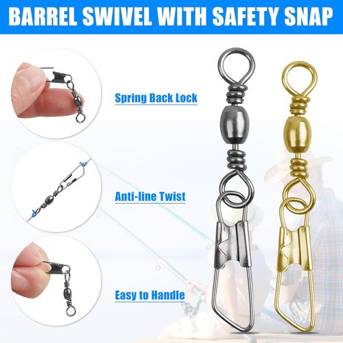 Fishing Terminal Tackle Kit - 110pcs Assortment of Snap Swivels, Octopus Hooks & Sinkers