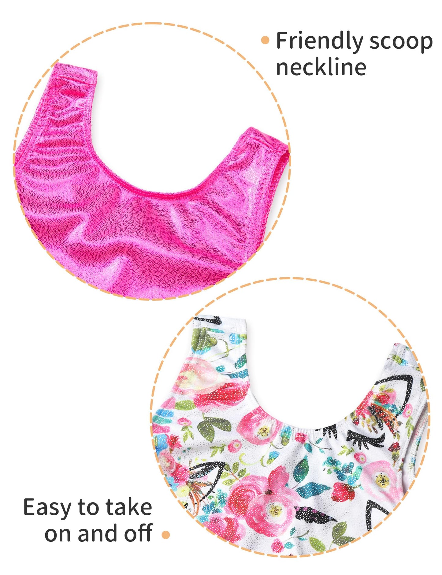 Nokecina Leotard for Girls Gymnastics Size 4t 5t Two Packs White Flower Rose Biketard Workout Unitards