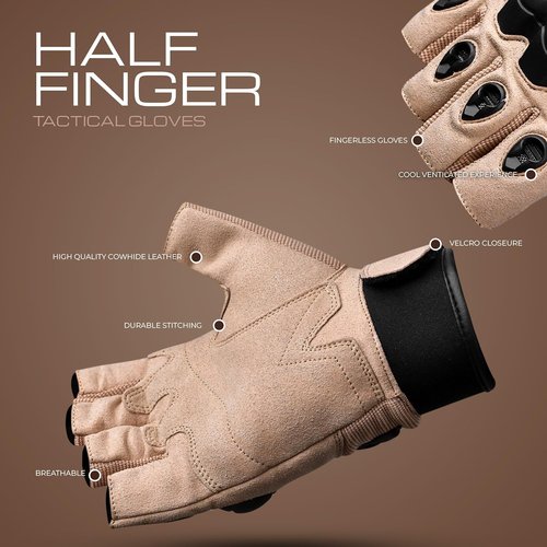 J.A.G. Fingerless Tactical Gloves - Hard Knuckle Protection for Cycling, Airsoft & Outdoor Work