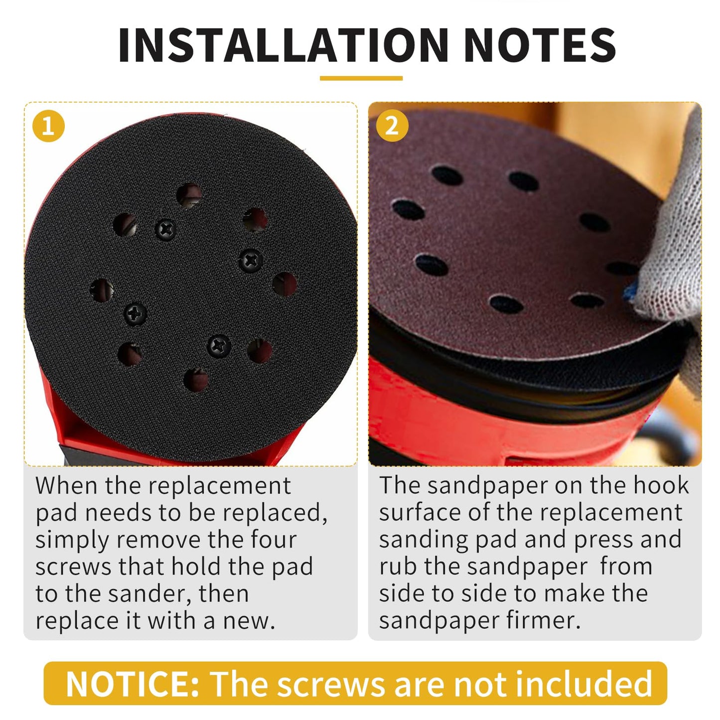 Gnellkoor 2 Pack 5 in 8 Hole Hook & Loop Orbital Sander Metal Pad Compatible with SKIL SR211601 SR6604B-10 SR660302 SR660302 Random Orbital Sander Replacement Part