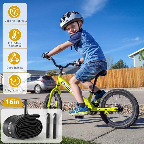 BikeTube Pro 16-Inch Bike Tube - Durable Butyl Rubber with AV32mm Schrader Valve | Includes 2 Tire Levers