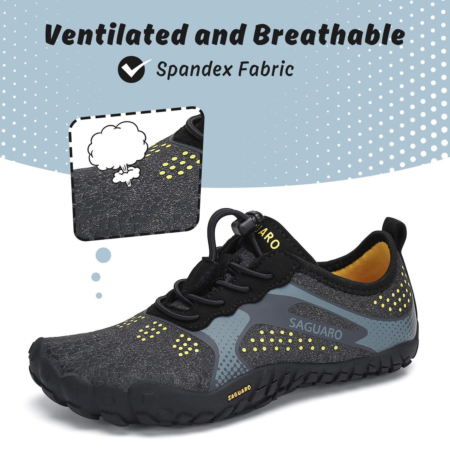 SAGUARO Kids' Barefoot Shoes Boys Girls Quick Dry Aqua Athletic Sneakers Lightweight Sport Footwear Toddler Water Shoes Black/Grey 10 Toddler