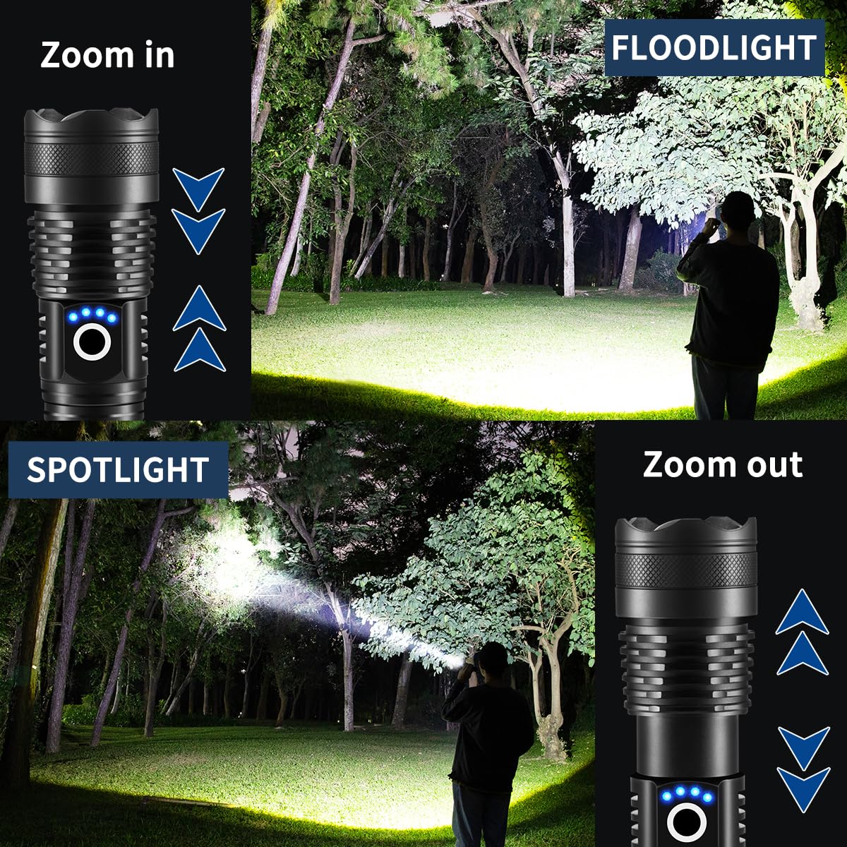 LNRYY Flashlights High Lumens Rechargeable, 4Pack Rechargeable Flashlights, Super Bright Flashlight, 5Mode Tactical Flashlights High Lumens, LED Flashlight High Powered, Waterproof Flash Light LED