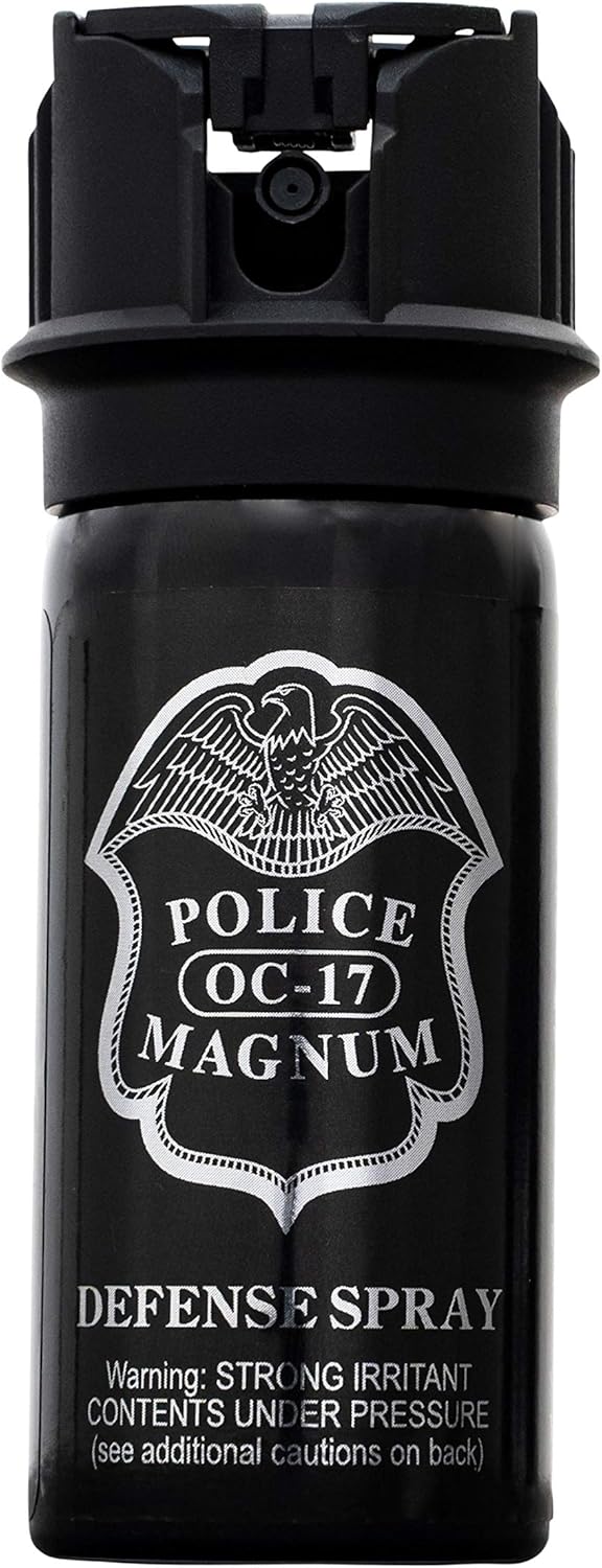 POLICE MAGNUM Pepper Spray - Max Strength Self Defense with 16ft Range - Portable 2oz Flip Top - Made in USA