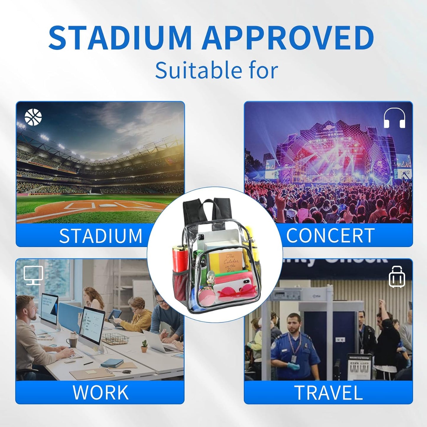 Mildbeer Clear Backpack - Stadium Approved 12x12x6 with 2 Bottle Holders | Ideal for Concerts & Festivals