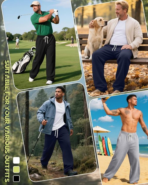 August Alley Men's Big and Tall Sweatpants - Open Bottom Athletic Pants with Pockets | Drawstring Waist