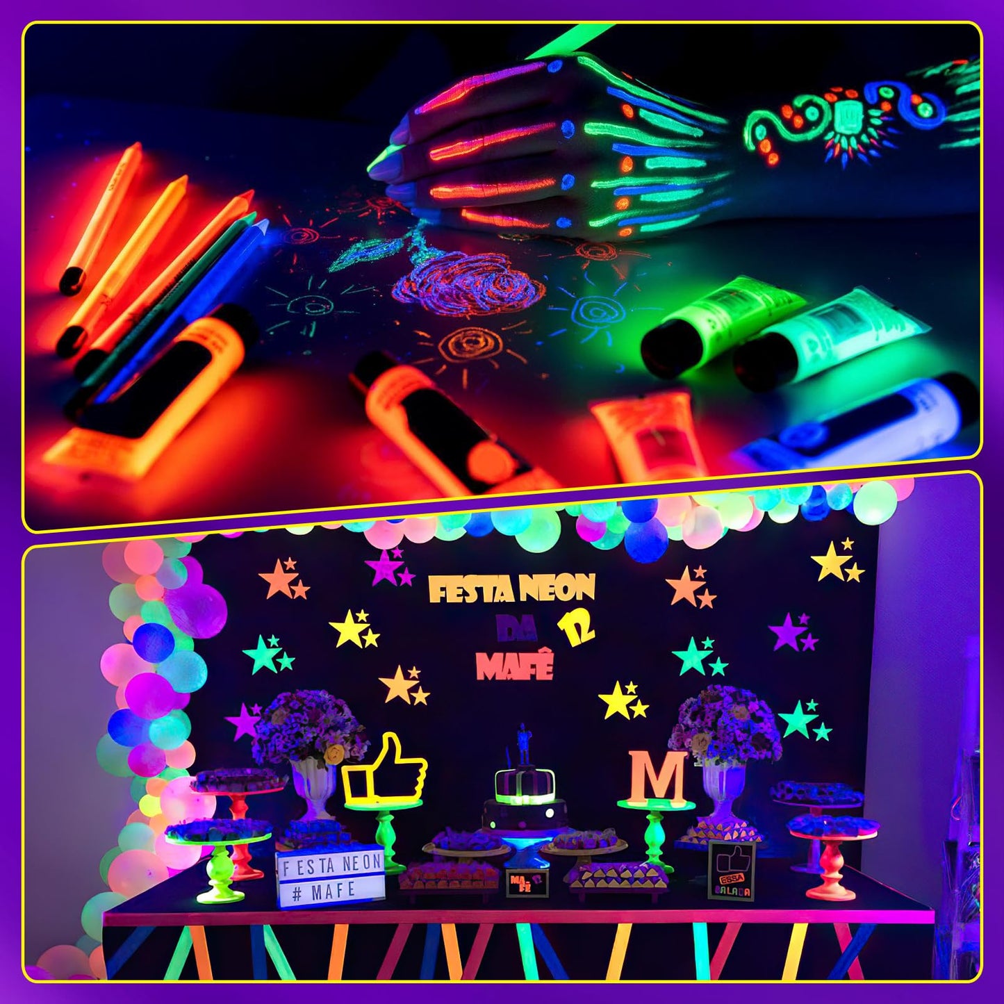 NEWREACH 45W Black Light, LED Blacklight Bar with 6.6ft Cord, Glow in The Dark Light Up 28x28ft, for Glow Party, Neon Decoration, Body Paint, Fluorescent Poster, Birthday, Halloween, Bedroom(1Pack)