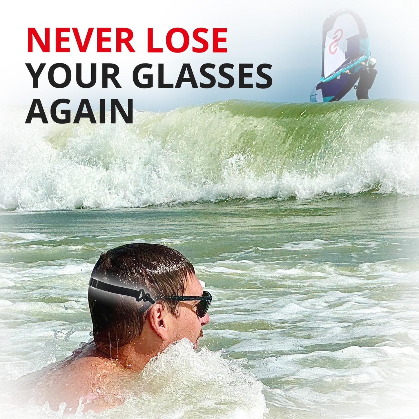 X-Protector Eye Glasses Strap - 4 PCS, Black - Sunglasses Strap with Universal Glasses Holder - Adjustable Eyeglasses Straps [2025 Design]