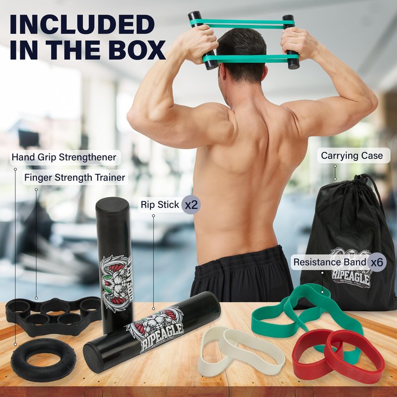 RIPEAGLE Rip Stick Workout Equipment - Adjustable Resistance Bands, Portable Upper Body Exercise Tool for Shoulder, Joint Rehab, Core, Muscle Building, Ripstick Home Gym Strength Training Accessories