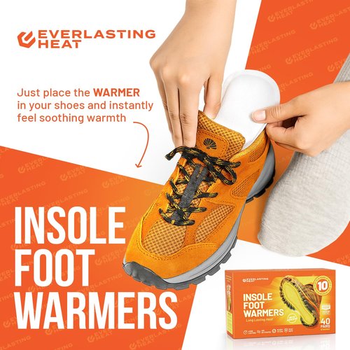 Insole Foot Warmers – 40 Pack | 10+ Hour Air-Activated Foot Warmers Disposable | Thin Adhesive Feet Warmers for Outdoor Comfort | TSA Approved Insole Warmers