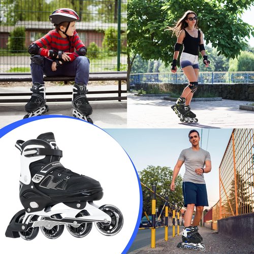 MammyGol Adult Inline Skates for Men Women, Roller Skates with Carbon Steel Bearings, TPR Brake, 3D Mesh, EVA Lining, PVC Upper | Adjustable Size Better Fit for Beginner Skating Enthusiasts