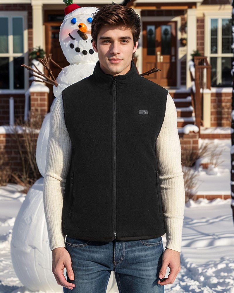NAPALOOK Heated Vest for Men with Battery Pack Included (No Charger), 10 Heating Zones Polar Fleece Heated Vest & Gift Box Size L – Ideal for Outdoor Activities
