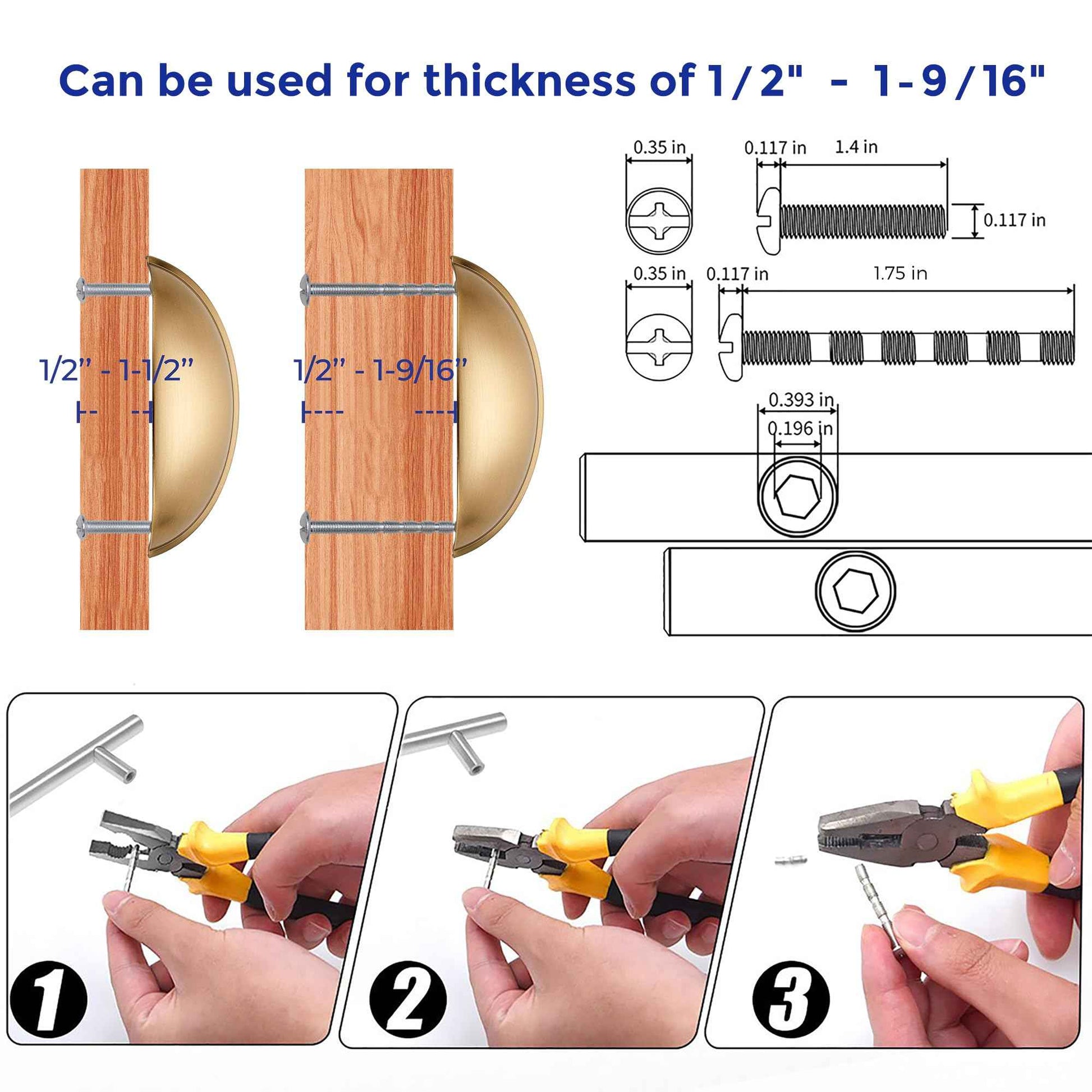 Ravinte 6 Pack 3" Drawer Pulls Champagne Bronze Cabinet Cup Pulls Kitchen Hardware Cabinet Handles Drawer Handles Knobs 3 inch Hole Center