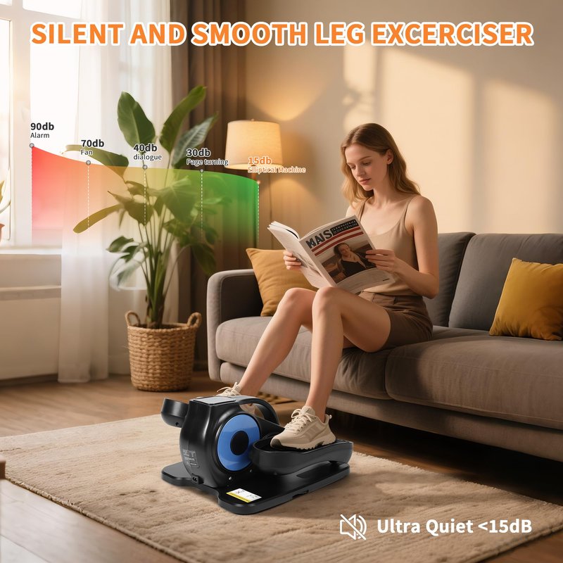 Drtenvd Under Desk Elliptical Machine, Leg Exerciser as Seen on TV for Seniors with 12 Speeds and 12 Modes, Portable Seated Pedal Trainer, Remote Control Elliptical Exerciser for Home Office