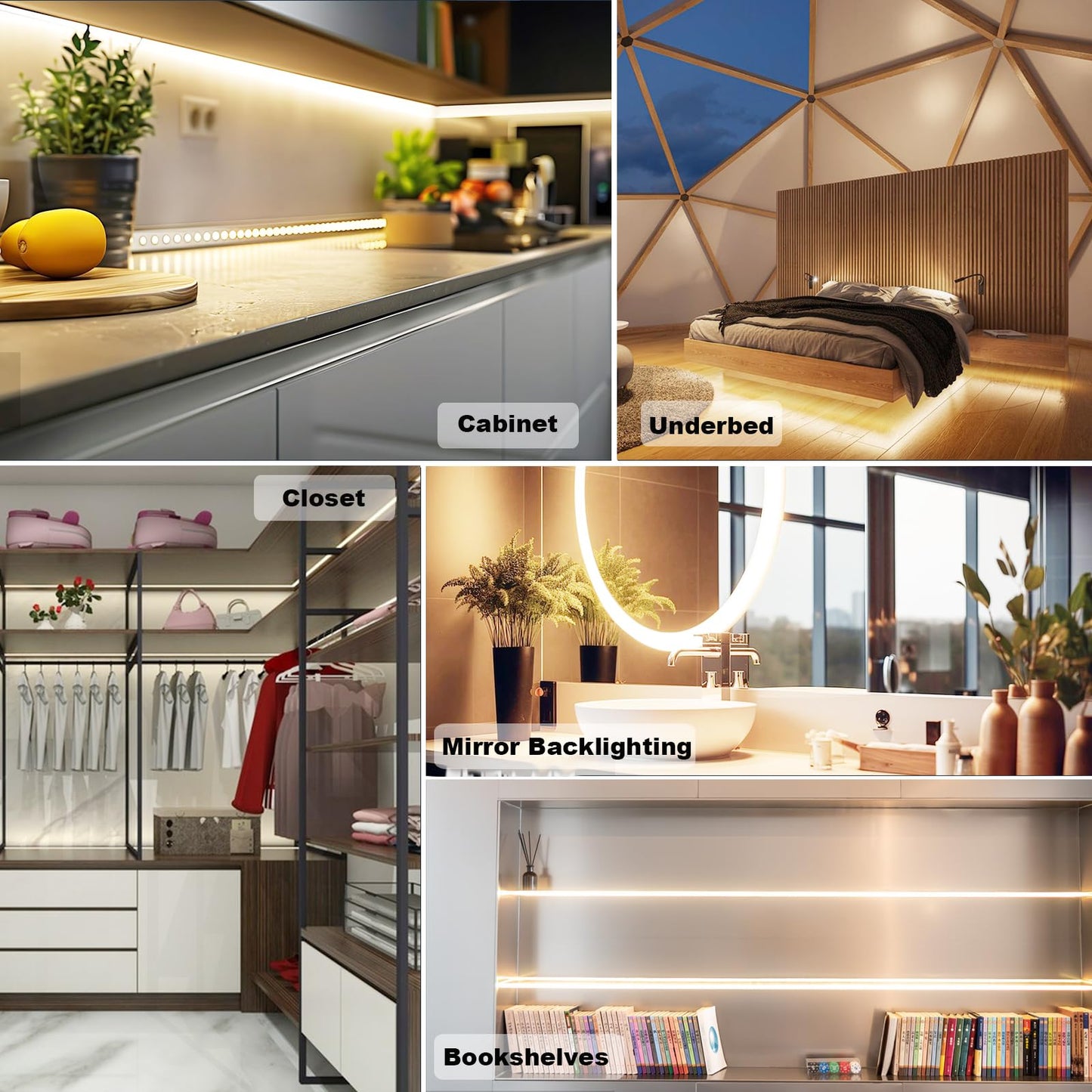 GXILEE COB LED Strip Lights Natural White 4000K CRI92+, DC 5V 6 ft Led Light Strip with Dimmer Switch for Cabinet Home Office DIY Lighting Decoration