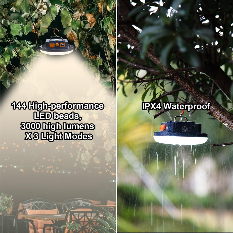10000mAh 4000LM Camping Light 4 Light Modes Portable LED Camping Lantern Rechargeable Light 30W with Digital Power Display and Magnet , IPX5 Waterproof Tent Lights Power Failure Emergency Light
