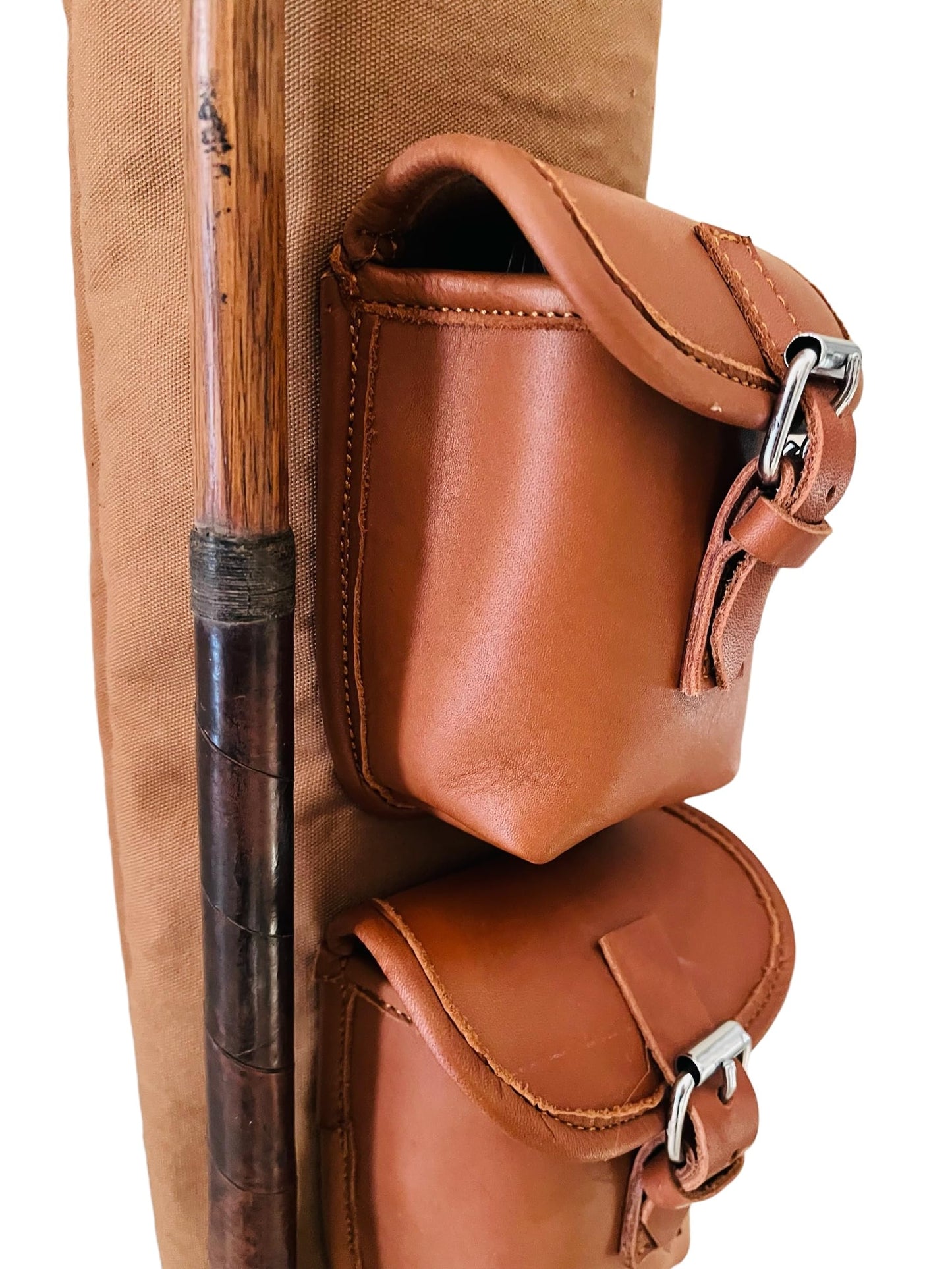 Geoffrey | Vintage TAN Canvas & TAN Leather Golf Club Carrying Bag with 2 Pockets | Retro - Bag only (Tan)