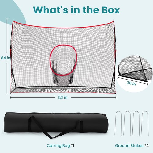 KMFurnila Golf Net, 10 x 7Ft Golf Practice Net for Backyard with Carry Bag, Sturdy Training Aid for Golfers to Practice Driving, Hitting, Indoor & Outdoor Dual-Use