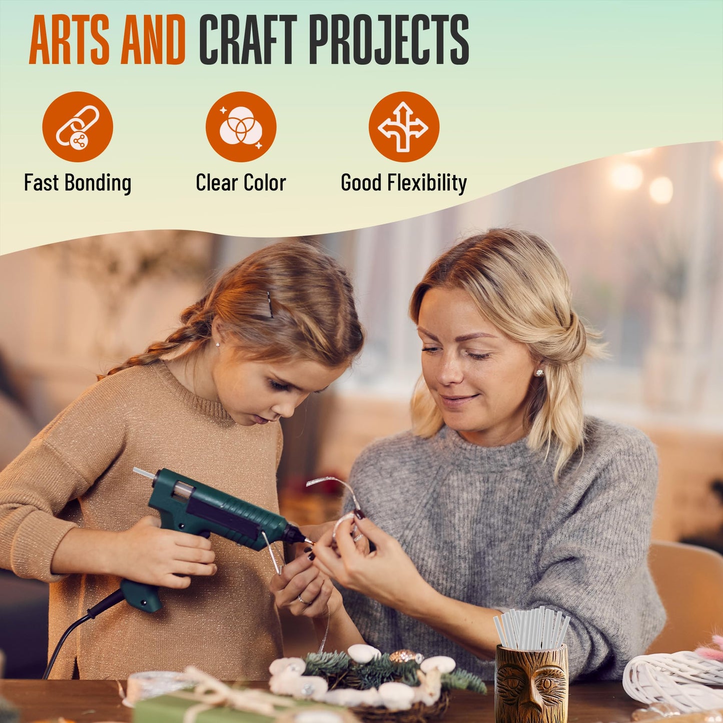 UML Brand Mini Hot Glue Sticks - Compatible with Hot Mini Glue Gun - 4" x 0.27" - Small Skinny Sticks - Ideal for Craft Projects - Dries Quick - 200 Pack