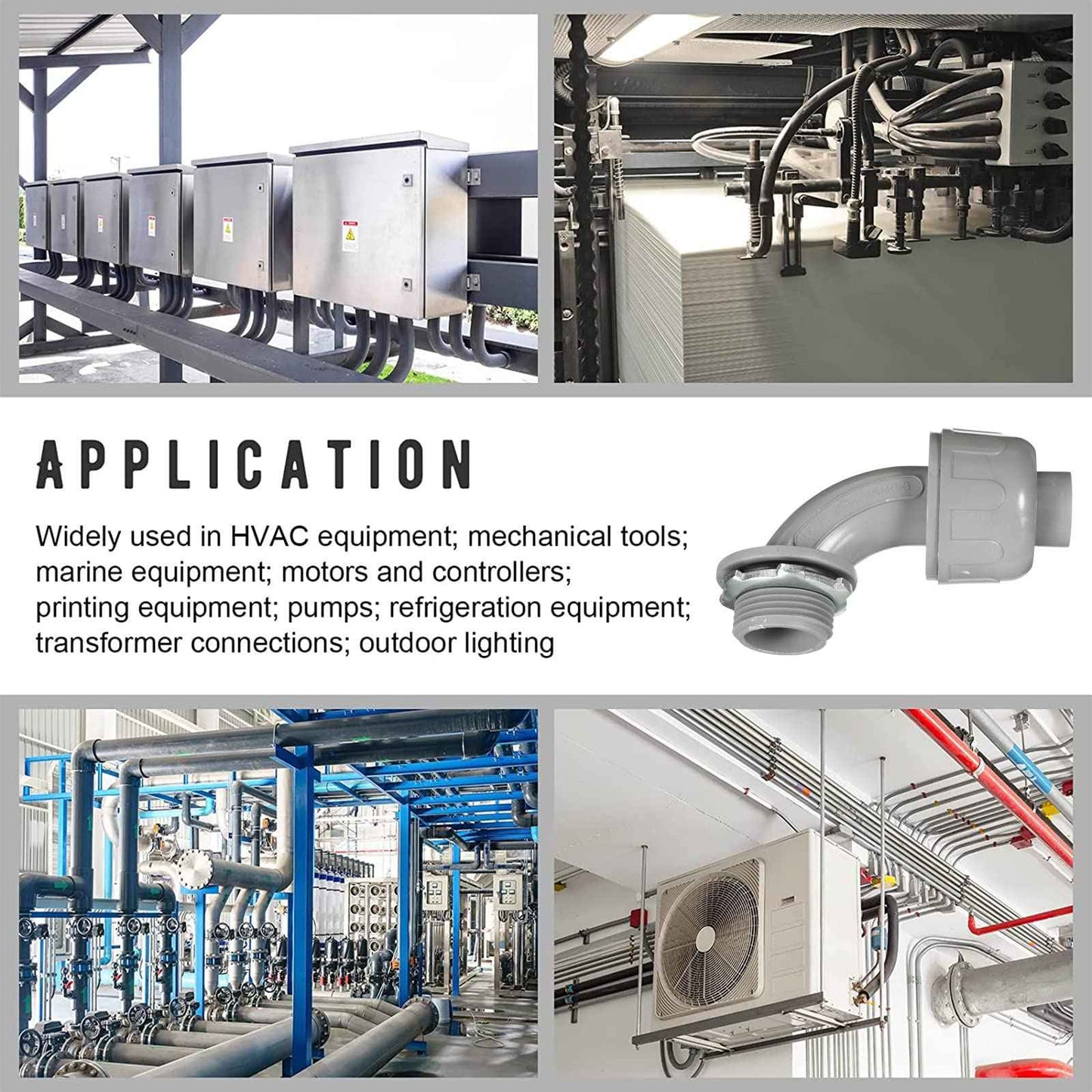 Liquid Tight Connector Flexible Non Metallic Electrical Conduit Connector Fitting 90 Degree Electrical PVC Conduit Fittings for Home Kitchen Bathroom Tube Tool Supplies (100 Pieces, 1/2 Inch)